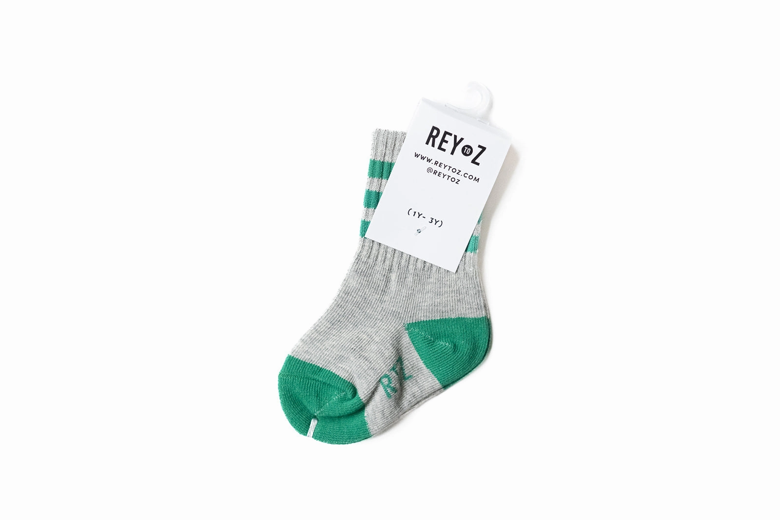 Heather Grey & Green Stripe Socks