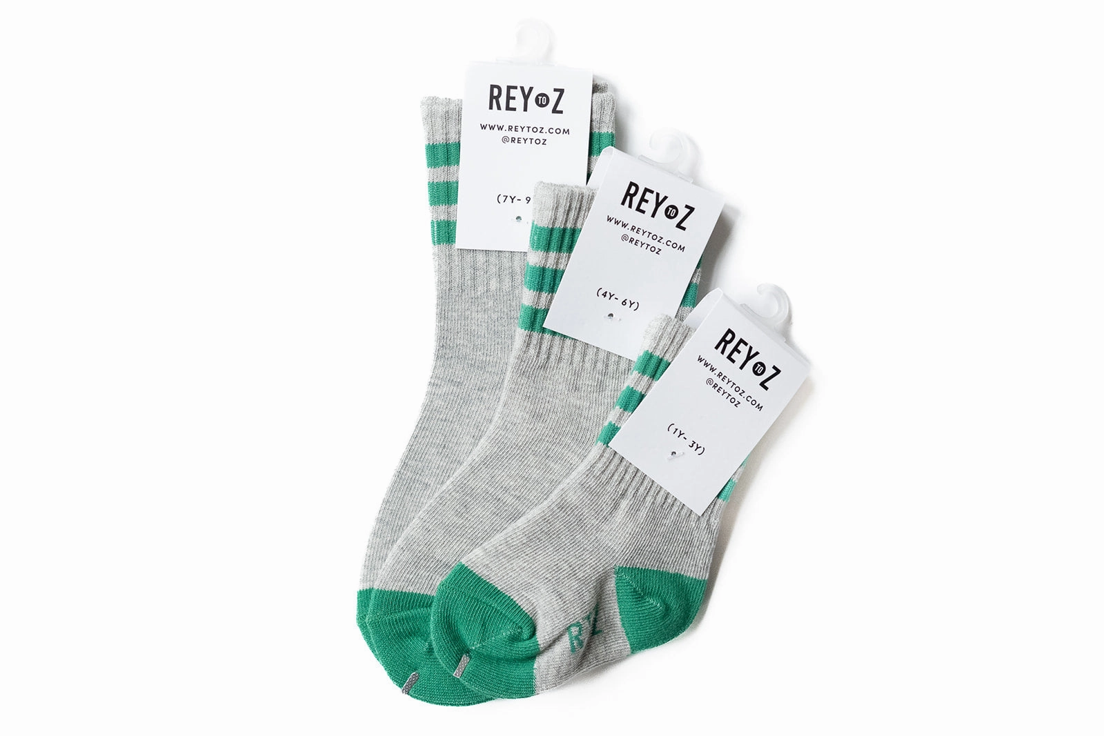 Heather Grey & Green Stripe Socks