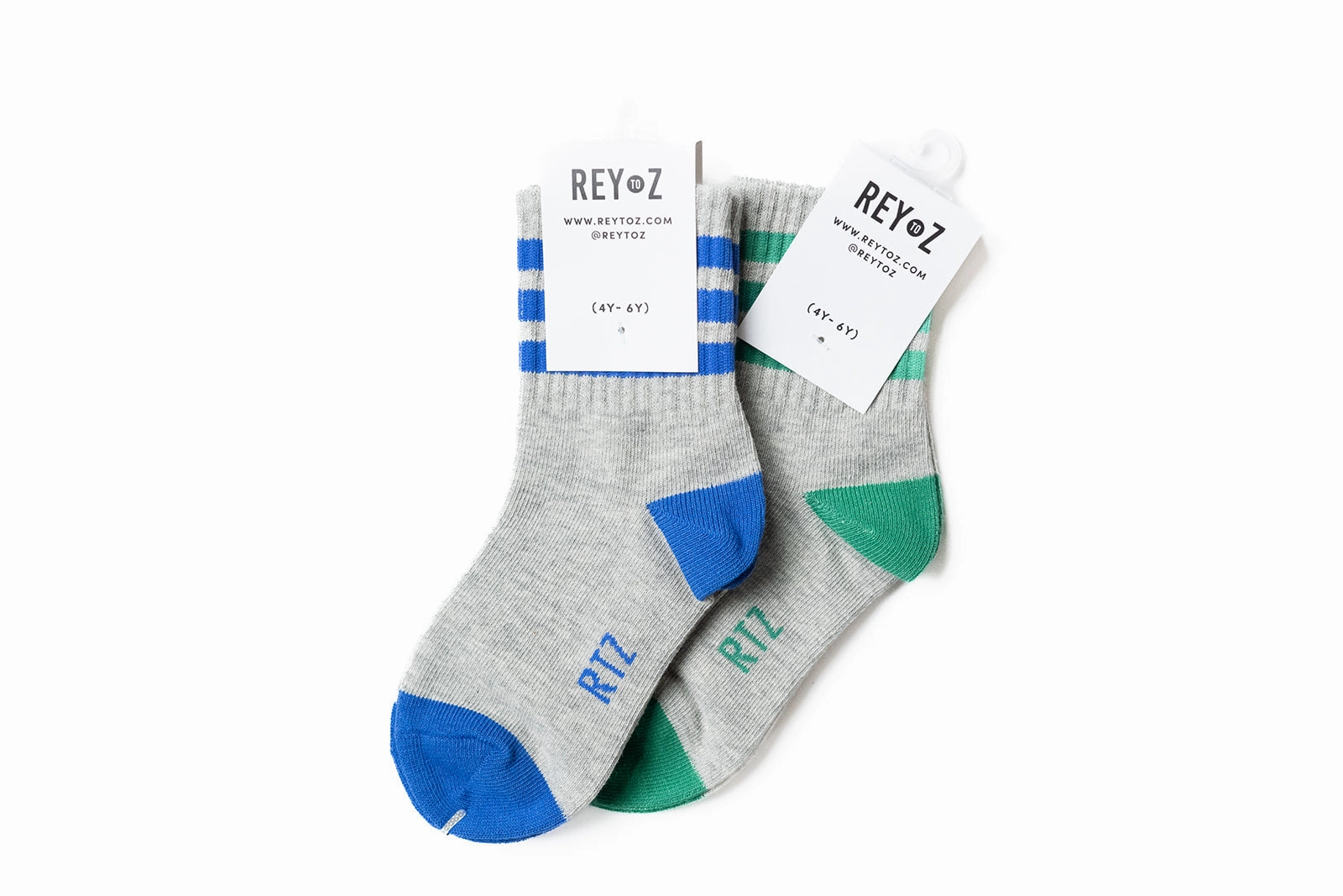 Heather Grey & Green Stripe Socks