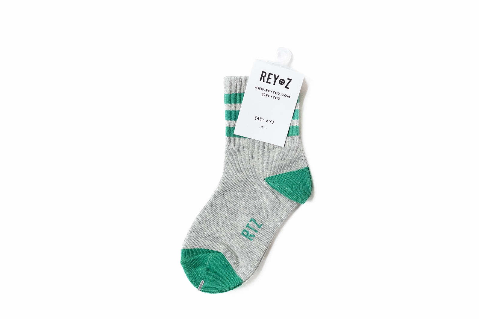 Heather Grey & Green Stripe Socks