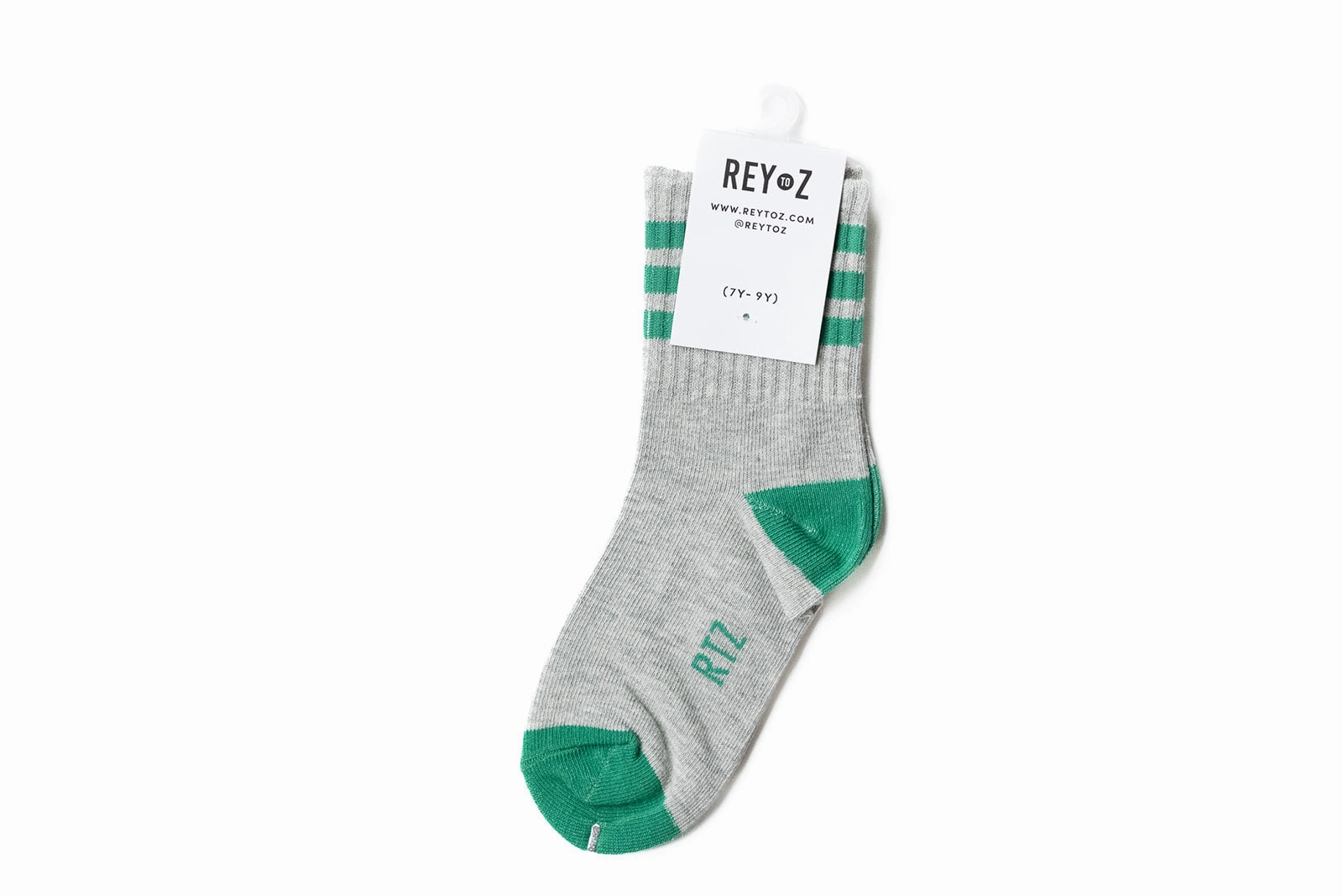 Heather Grey & Green Stripe Socks