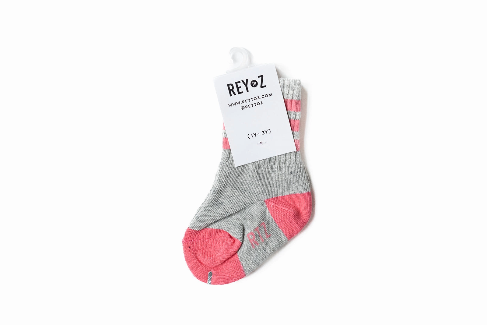 Heather Grey & Pink Stripe Socks
