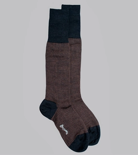 Houndstooth Wool Socks Brown