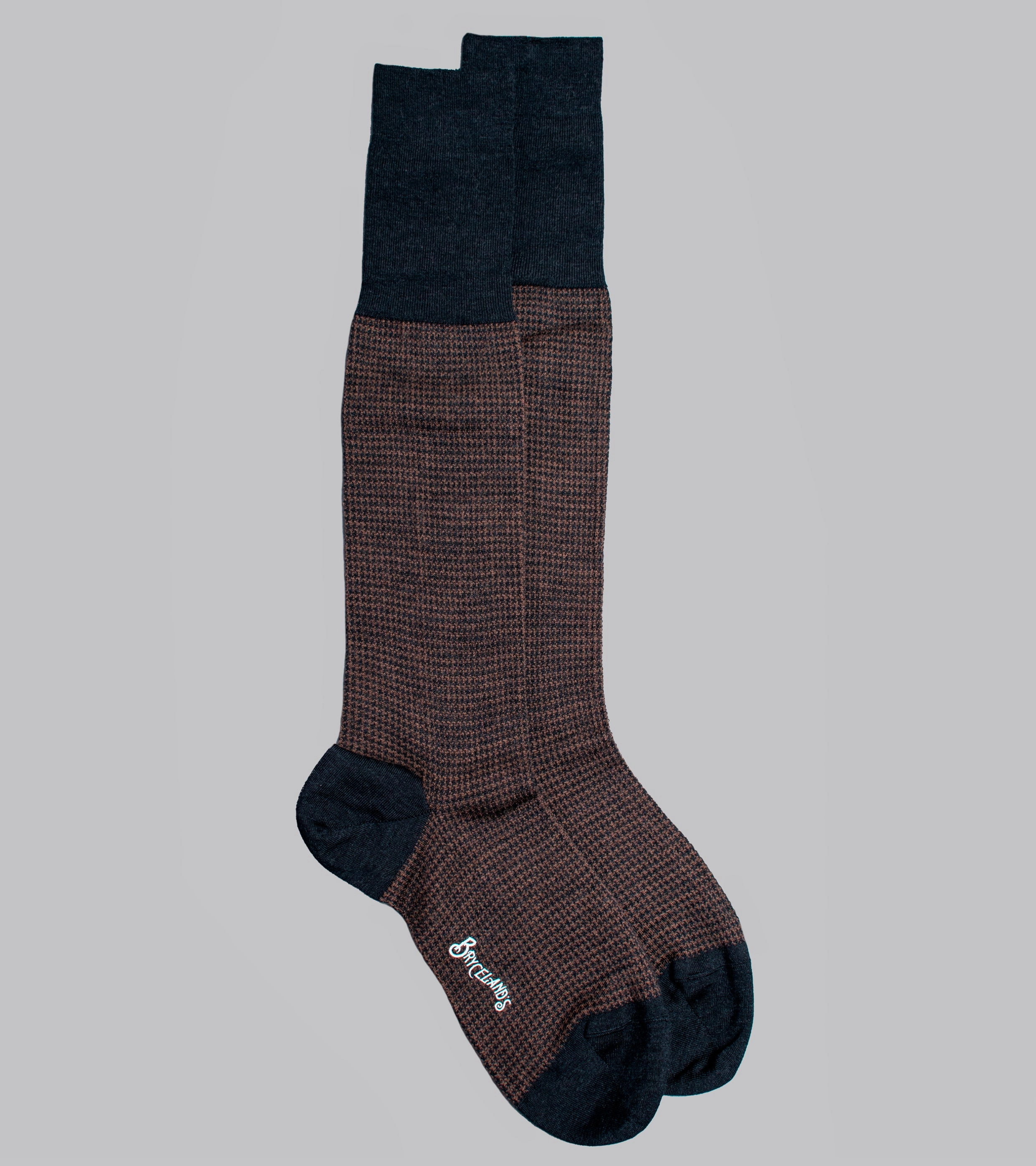 Houndstooth Wool Socks Brown