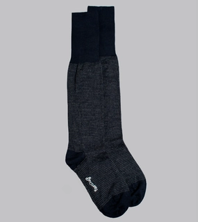 Houndstooth Wool Socks Navy