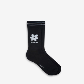 Jacquard Flower Socks Black