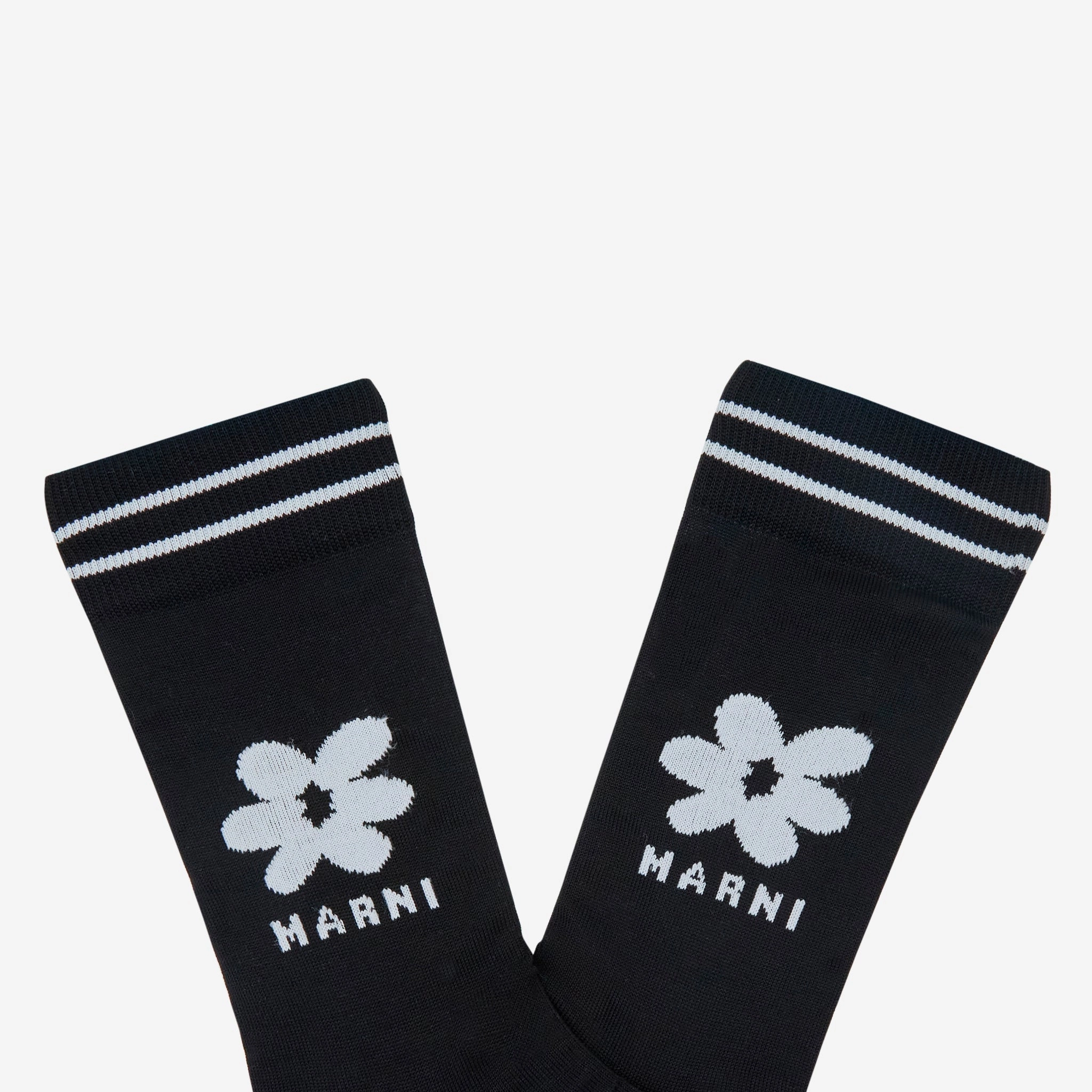 Jacquard Flower Socks Black