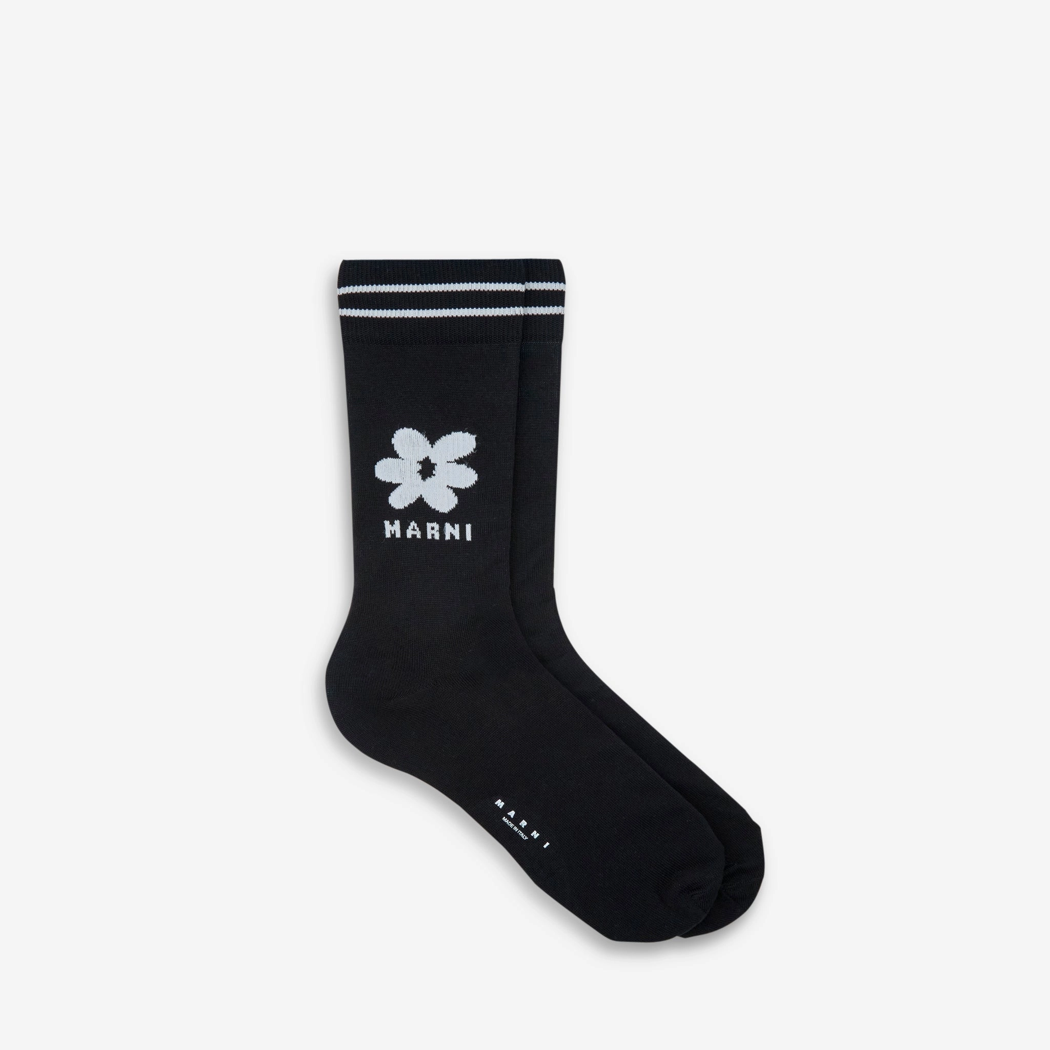 Jacquard Flower Socks Black