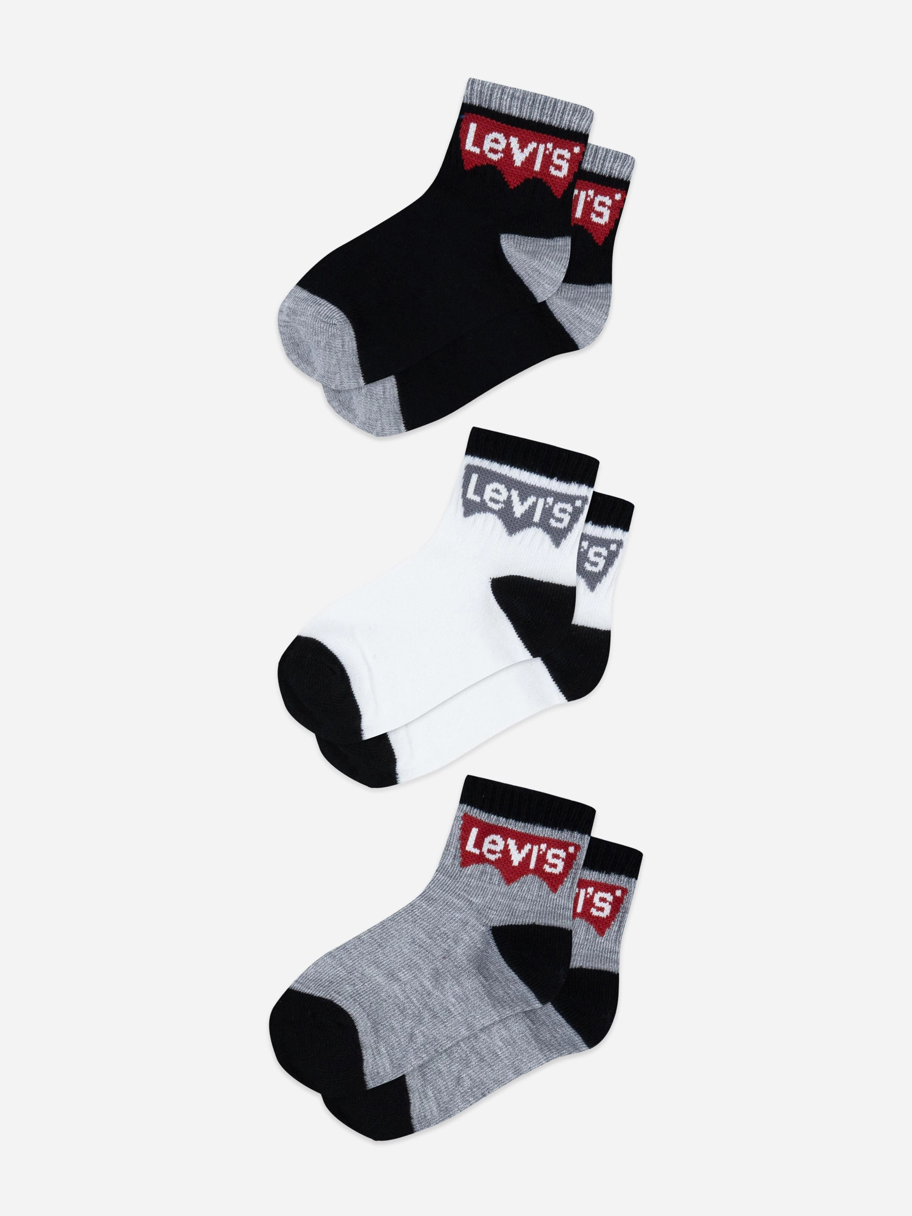 Kids Batwing Mid Cut 3 Pack Socks Set in Black