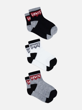 Kids Batwing Mid Cut 3 Pack Socks Set in Black