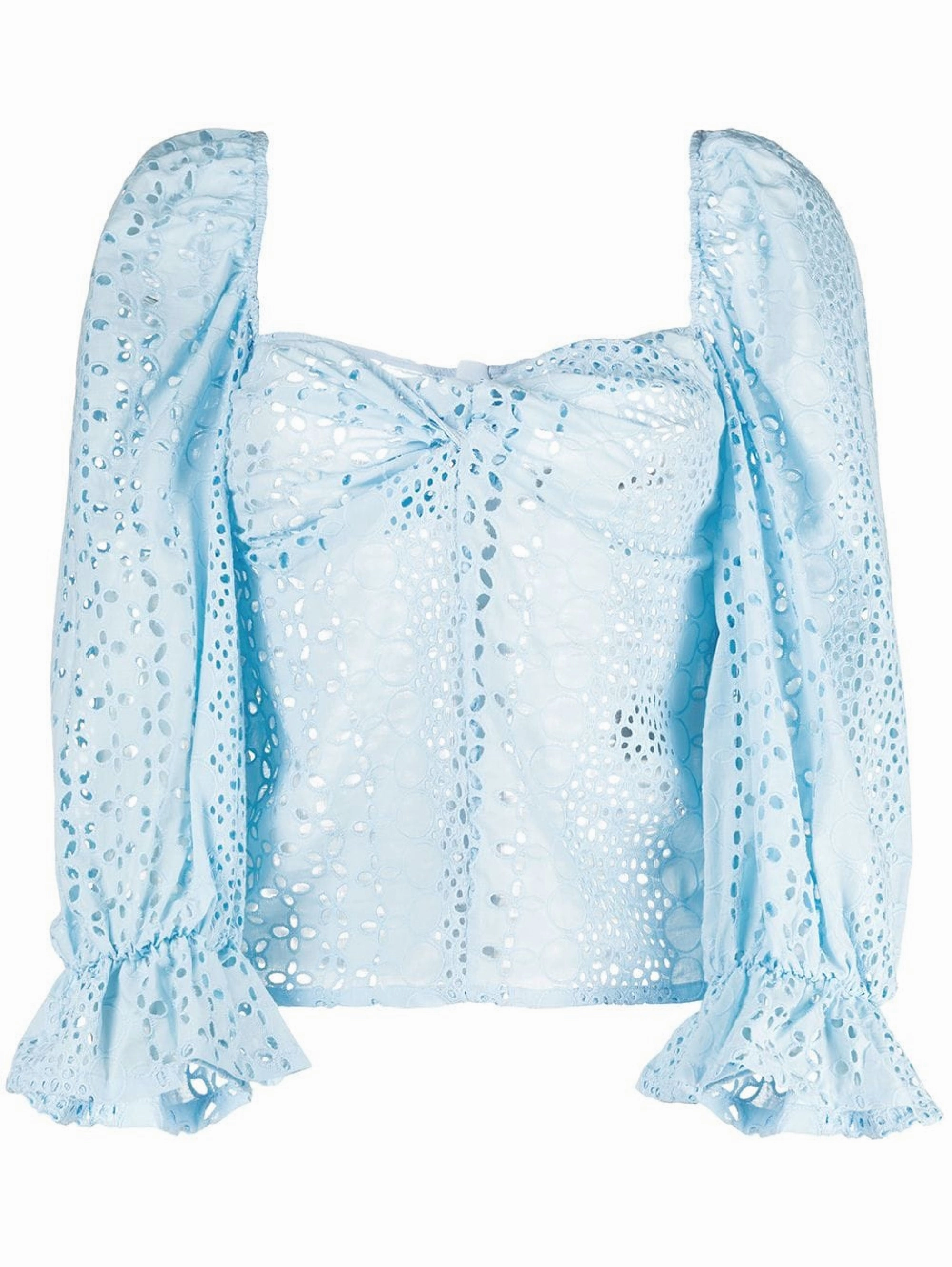 Low-cut Blouse in Sangallo Cielo