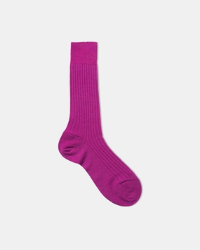 MAGENTA MERINO RIBBED MID-CALF SOCKS
