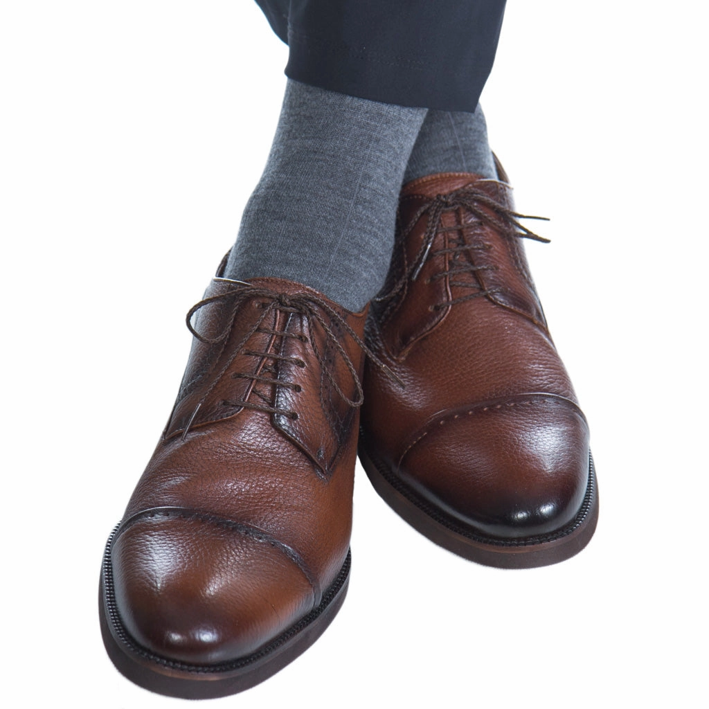 Mid-Gray Wide Ribbed Cashmere Blend Sock Linked-Toe OTC