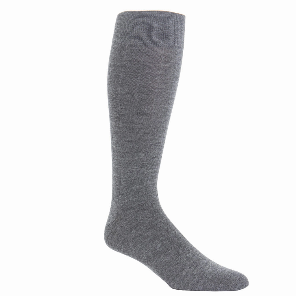 Mid-Gray Wide Ribbed Cashmere Blend Sock Linked-Toe OTC