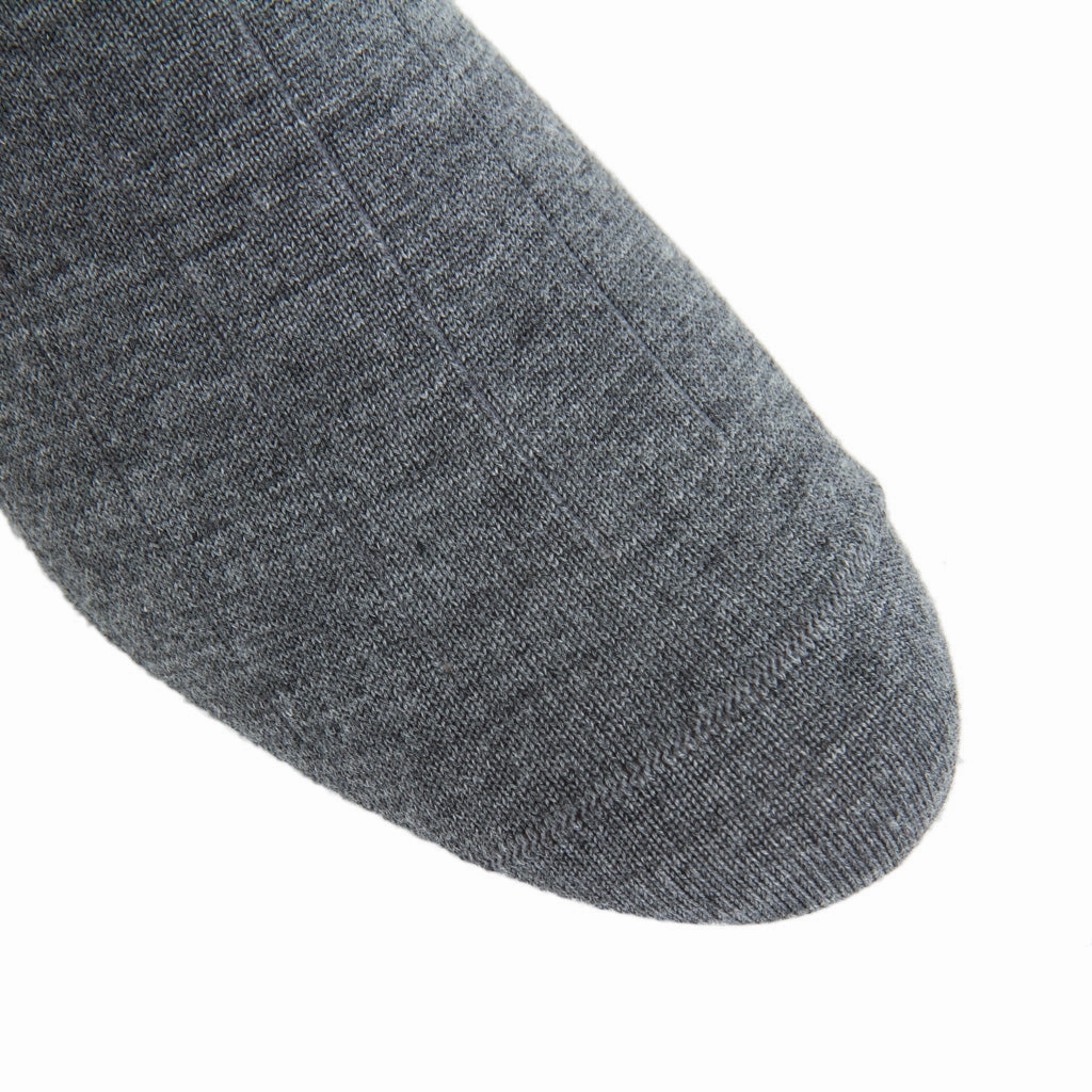 Mid-Gray Wide Ribbed Cashmere Blend Sock Linked-Toe OTC