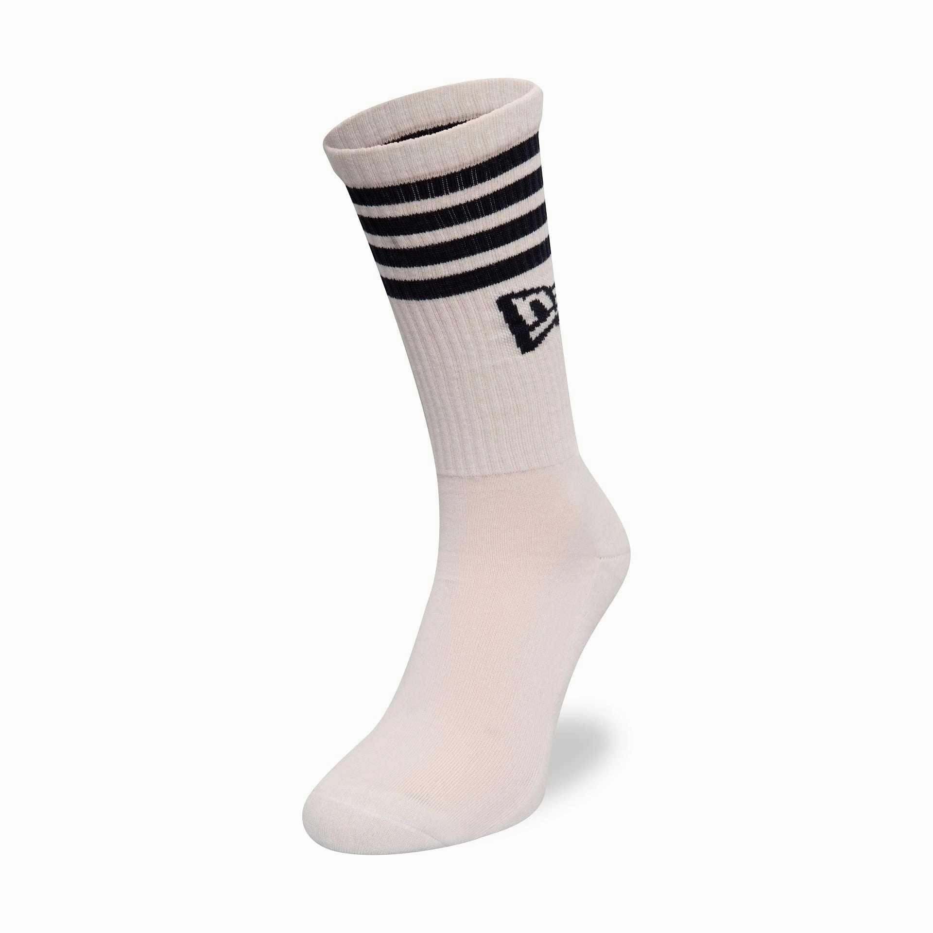 New Era Stripe Off White 3 Pack Crew Socks