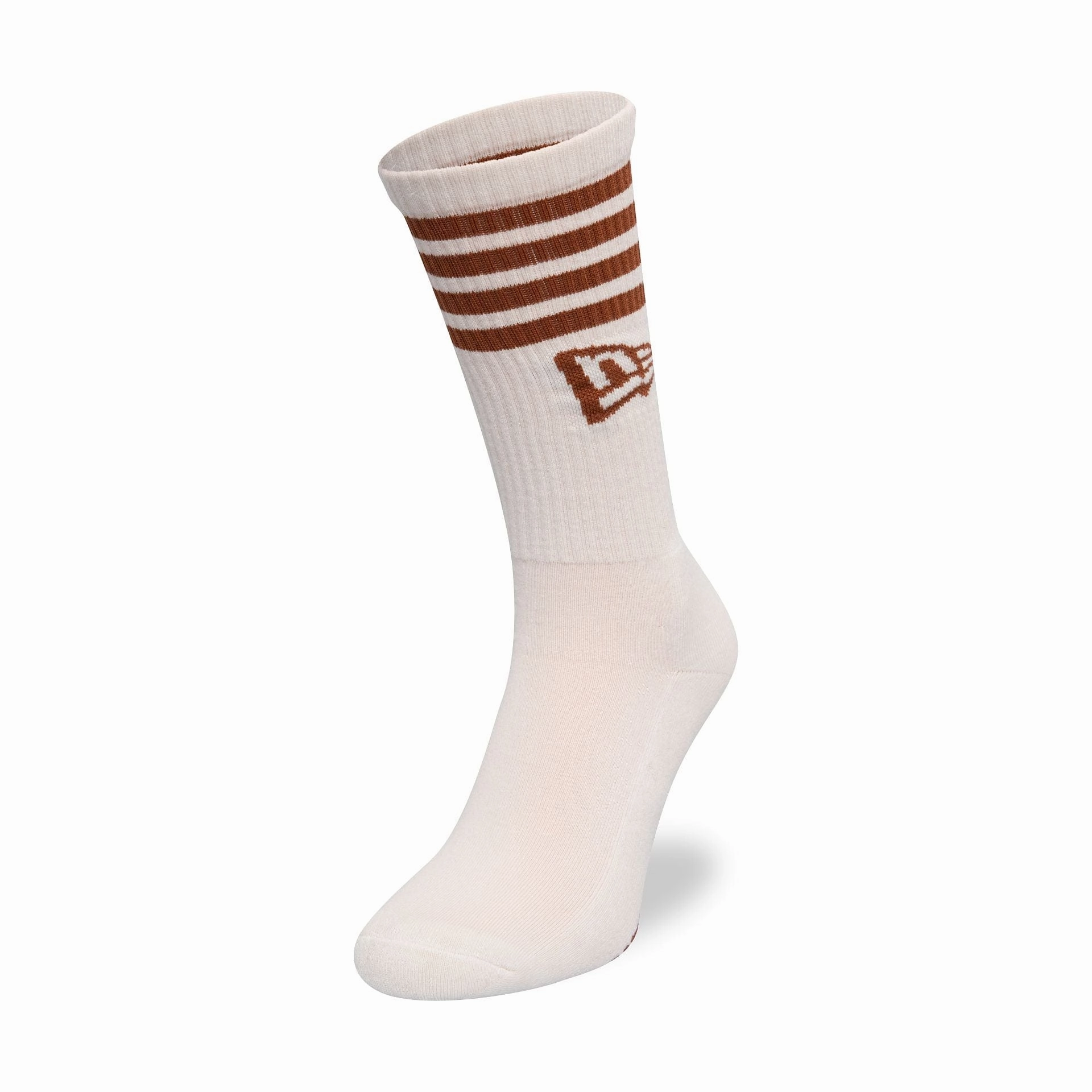 New Era Stripe Off White 3 Pack Crew Socks