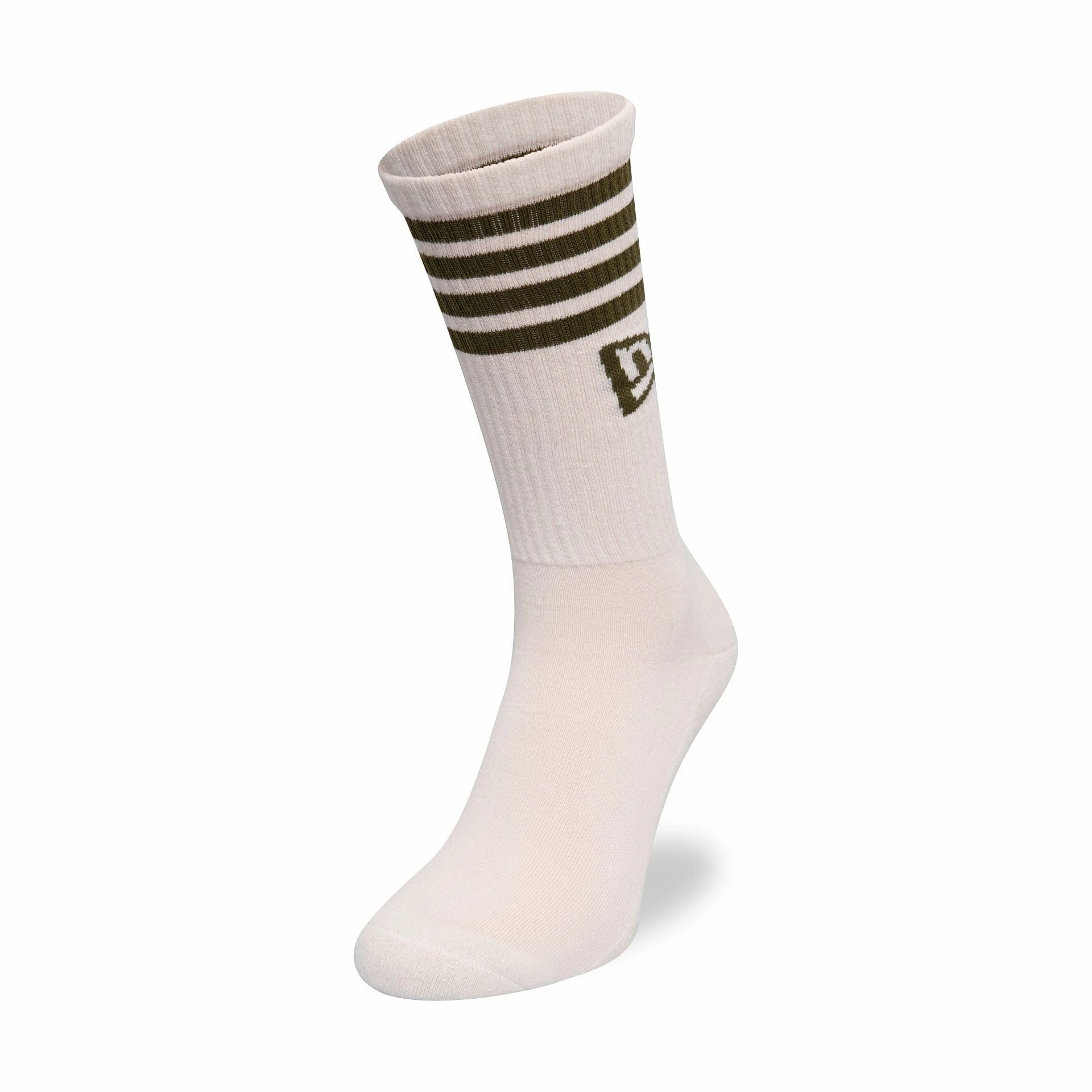 New Era Stripe Off White 3 Pack Crew Socks