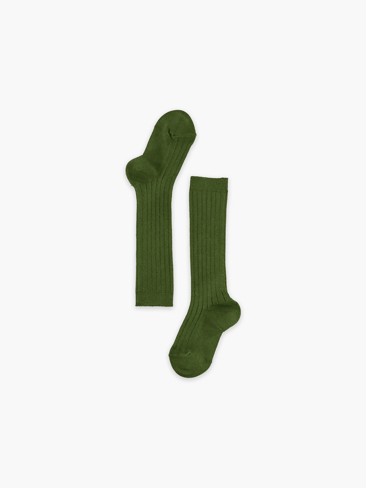 Olive Green Ribbed Knee High Kids Socks