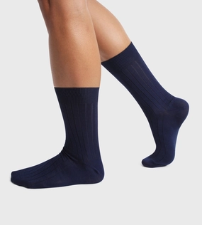 Pack of 2 pairs of men's socks in cotton Navy blue in Scottish thread Dim