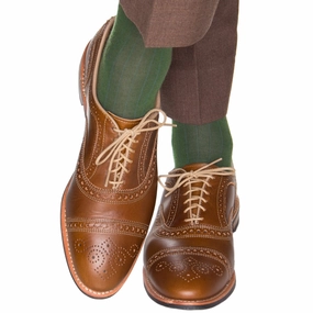 Pine Green Solid Ribbed Fine Merino Wool Sock Linked Toe OTC