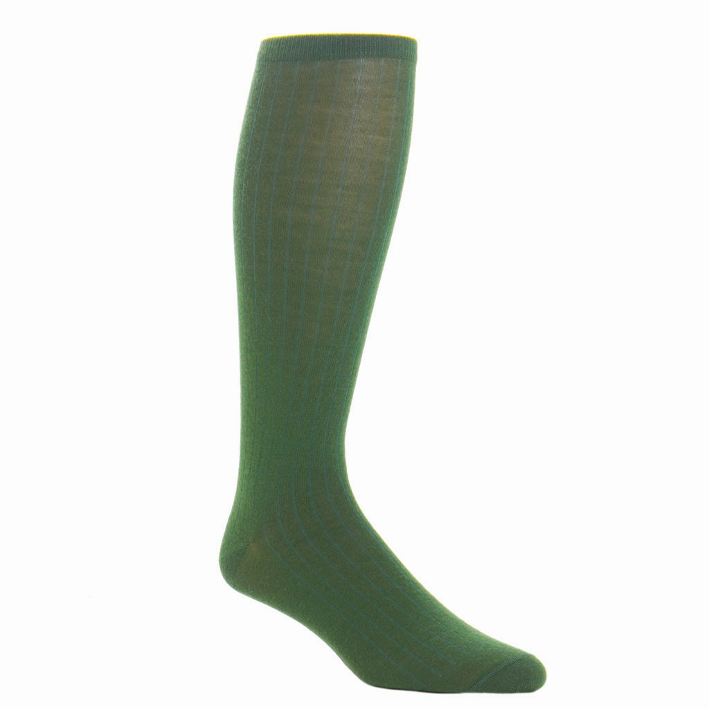 Pine Green Solid Ribbed Fine Merino Wool Sock Linked Toe OTC