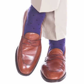 Purple with Black Dot Fine Merino Wool Sock Linked Toe OTC