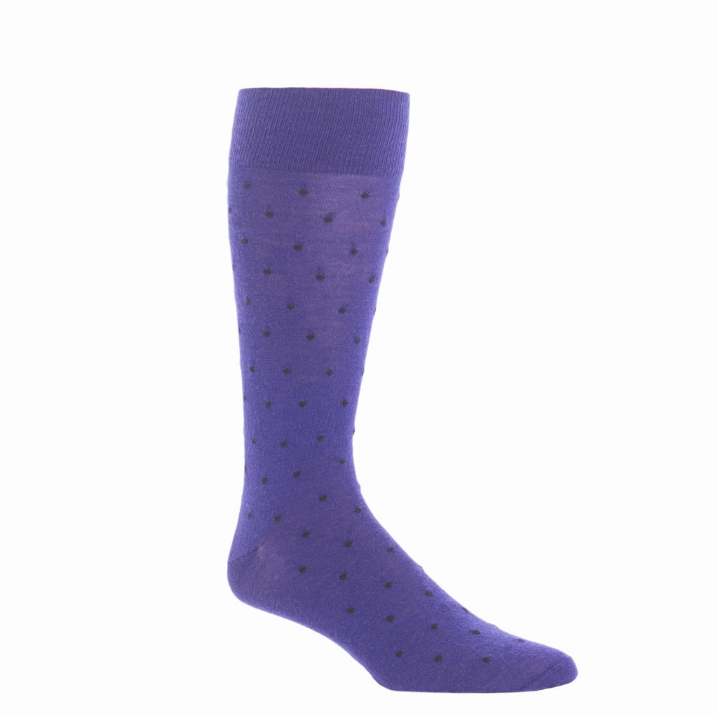 Purple with Black Dot Fine Merino Wool Sock Linked Toe OTC