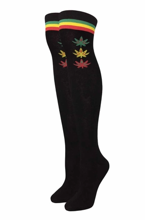 Rasta Over the Knee Weed Socks