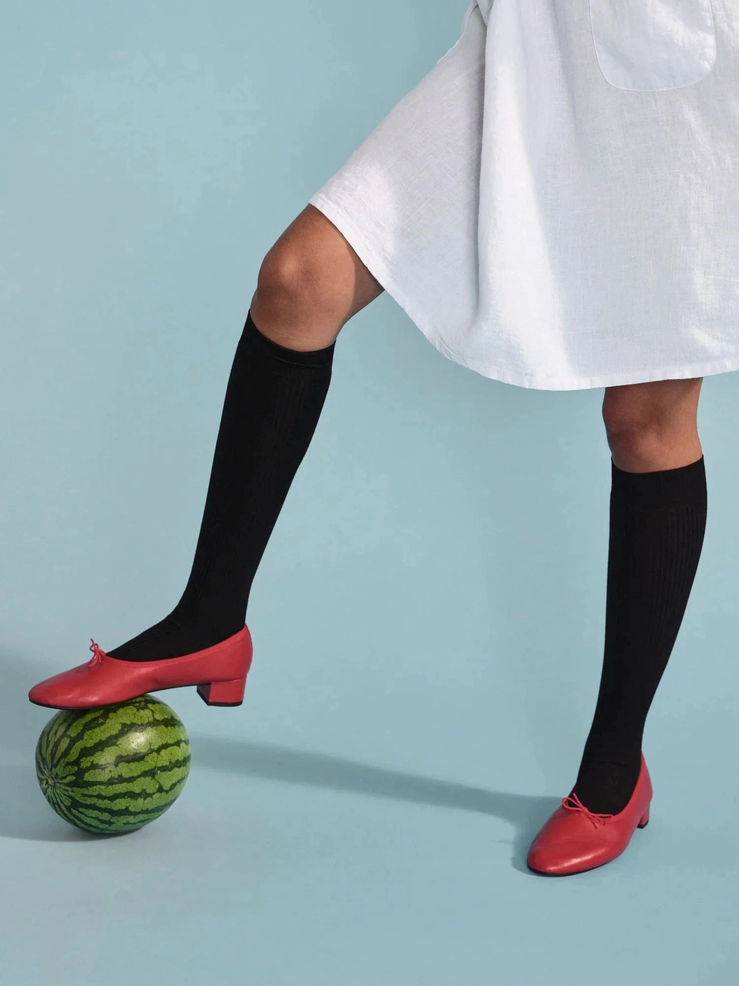 Rib Knee Crew Hi Black