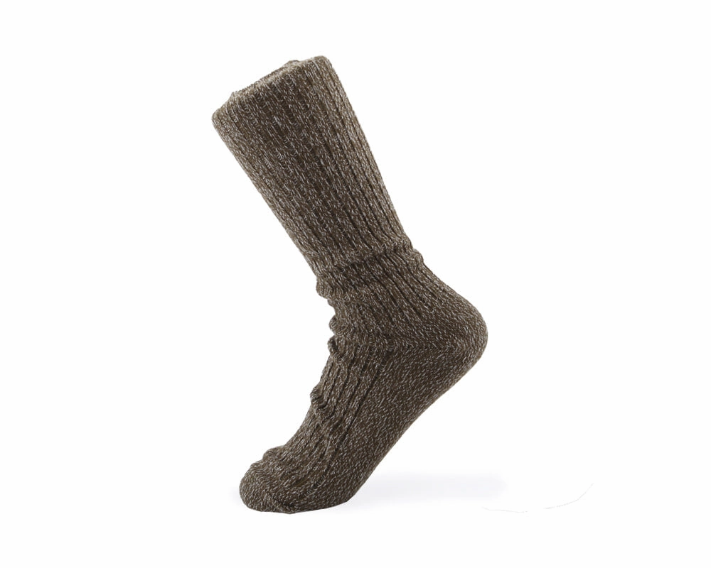 Ribbed Melange Socks - Military Olive (Green & Brown)