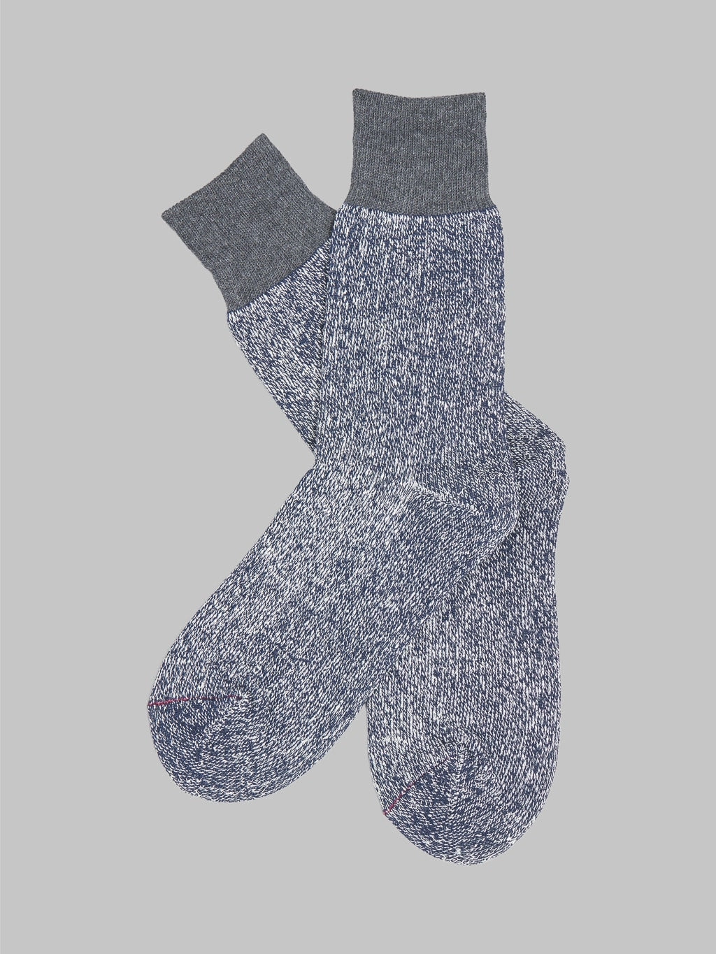 ROTOTO Double Face Crew Socks Silk & Cotton Dark Grey/Navy