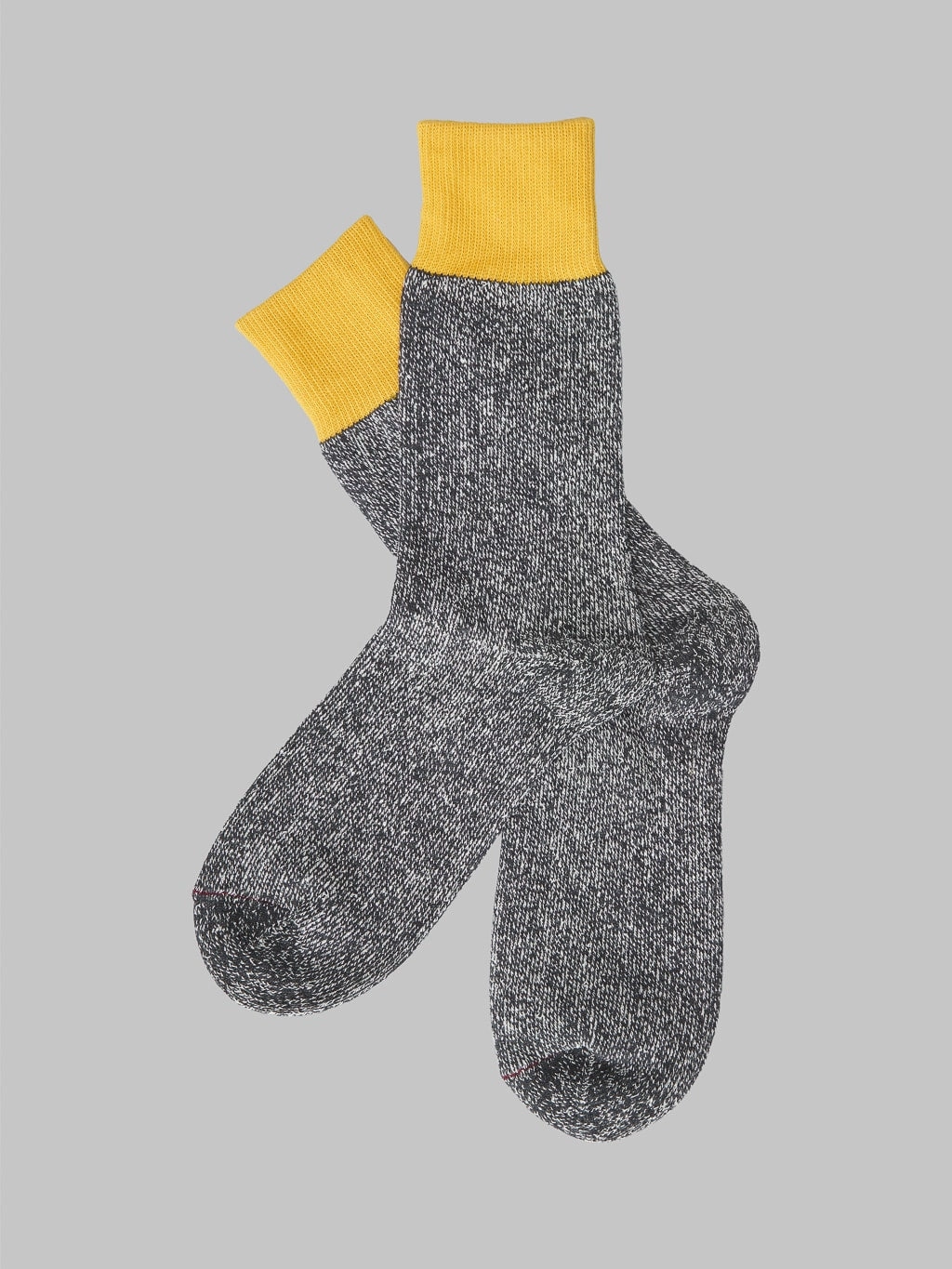 ROTOTO Double Face Crew Socks Silk & Cotton Yellow/Charcoal