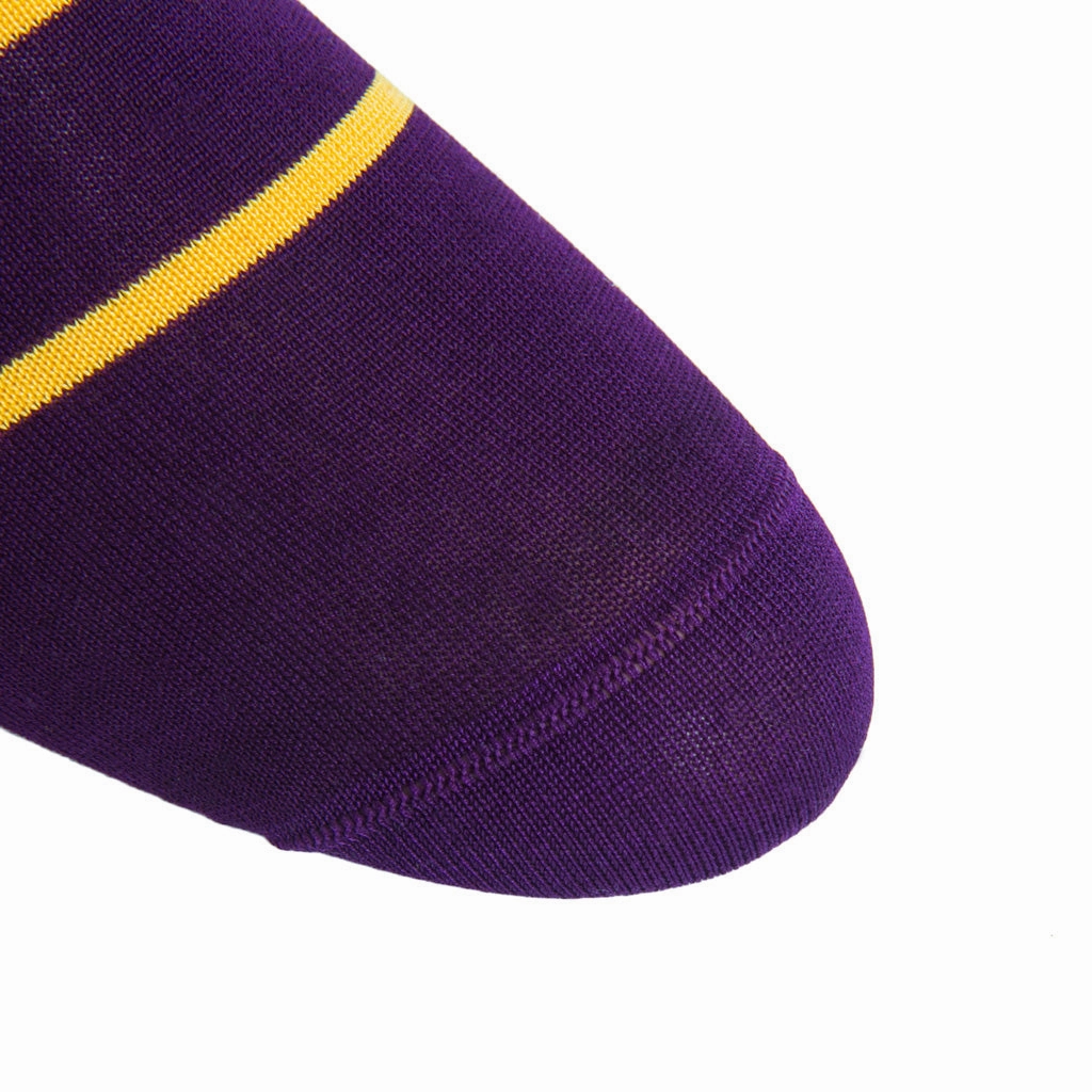 Royal Purple with Yolk Stripe Cotton Sock Linked Toe OTC
