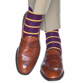 Royal Purple with Yolk Stripe Cotton Sock Linked Toe OTC