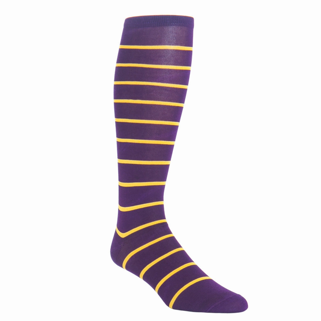 Royal Purple with Yolk Stripe Cotton Sock Linked Toe OTC