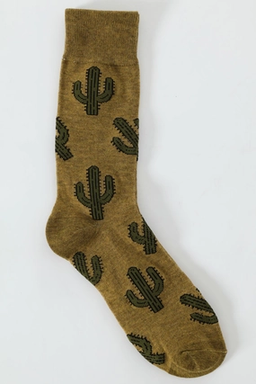 Single Cactus Anklet Socks - Olive