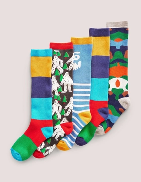 Ski Socks 5 Pack-Winter Multi