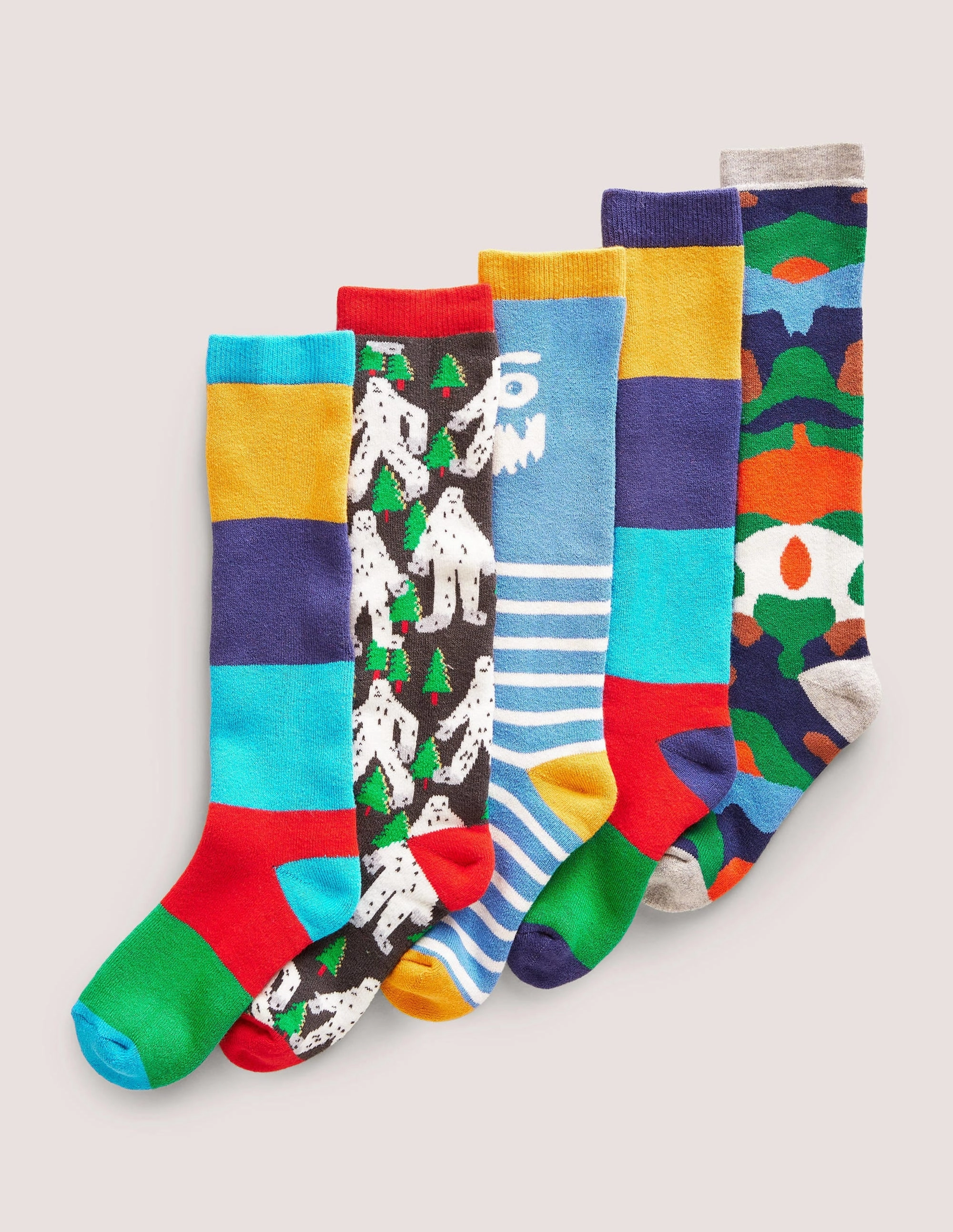 Ski Socks 5 Pack-Winter Multi