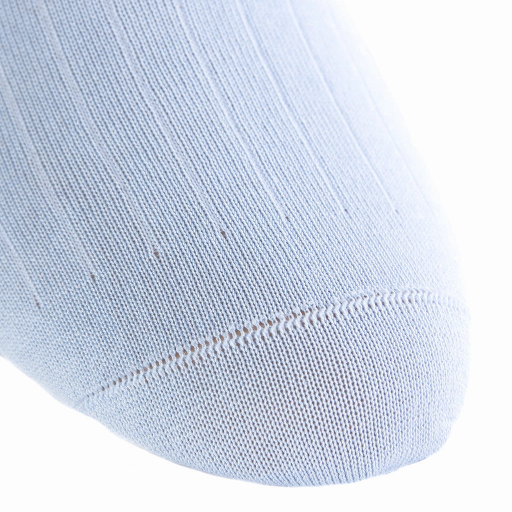 Sky Blue Solid Ribbed Cotton Sock Linked Toe OTC