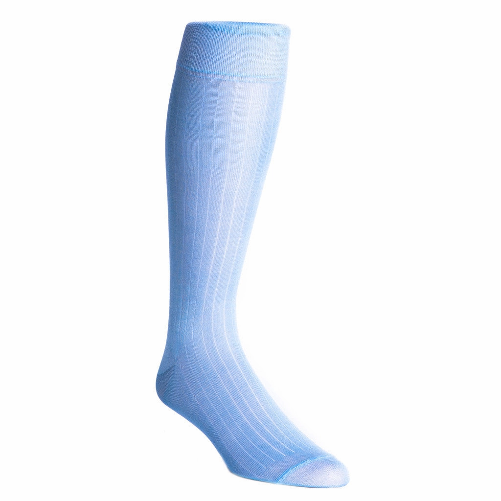 Sky Blue Solid Ribbed Cotton Sock Linked Toe OTC
