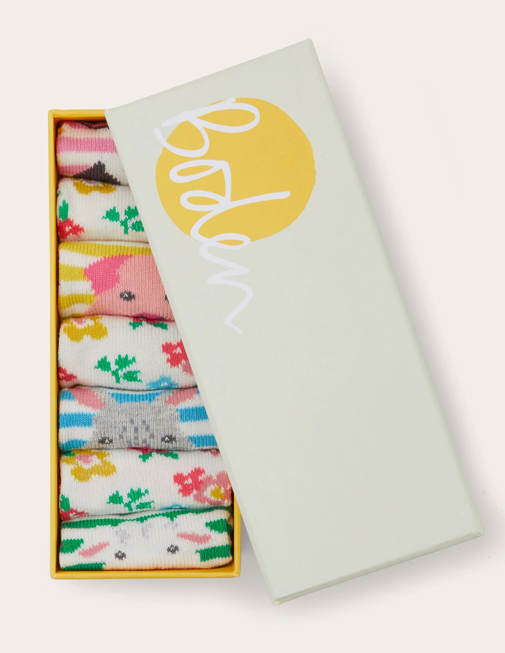 Sock Box 7 Pack-Floral Farm Animals