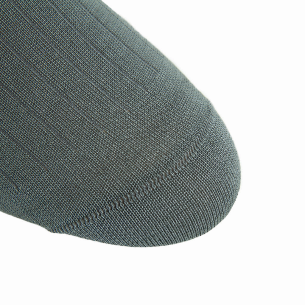 Steel Gray Solid Ribbed Cotton Sock Linked Toe OTC