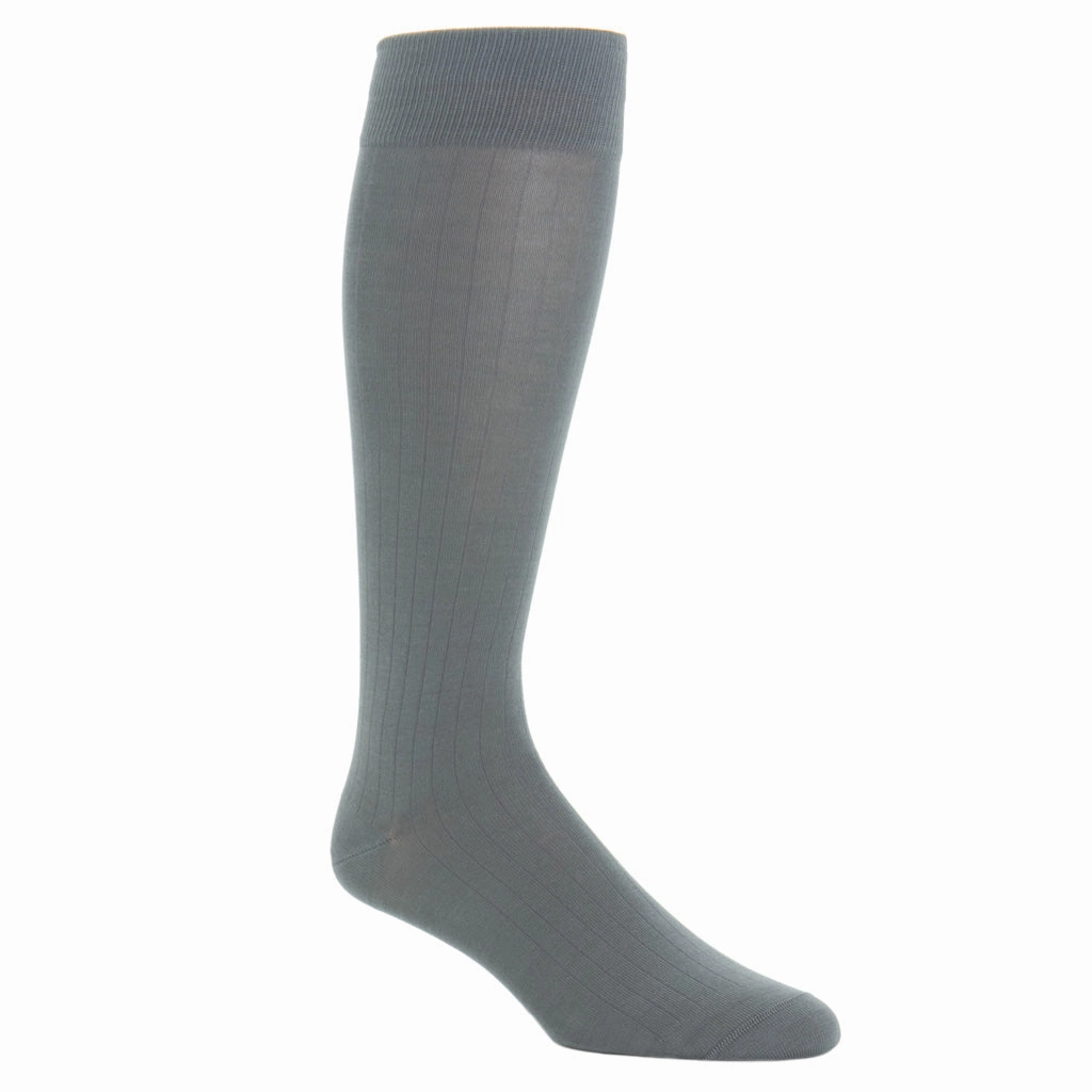 Steel Gray Solid Ribbed Cotton Sock Linked Toe OTC