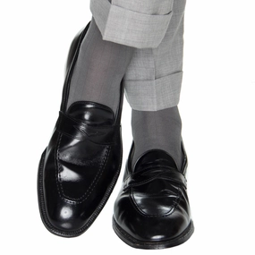 Steel Gray Solid Ribbed Cotton Sock Linked Toe OTC