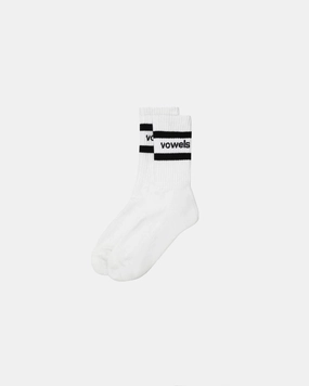 Stripe Rib Crew Socks White