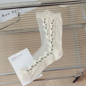TALL FLORAL MESH SOCKS