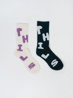 Vibrations 2 Pack Socks - Heritage White-Deep Emerald