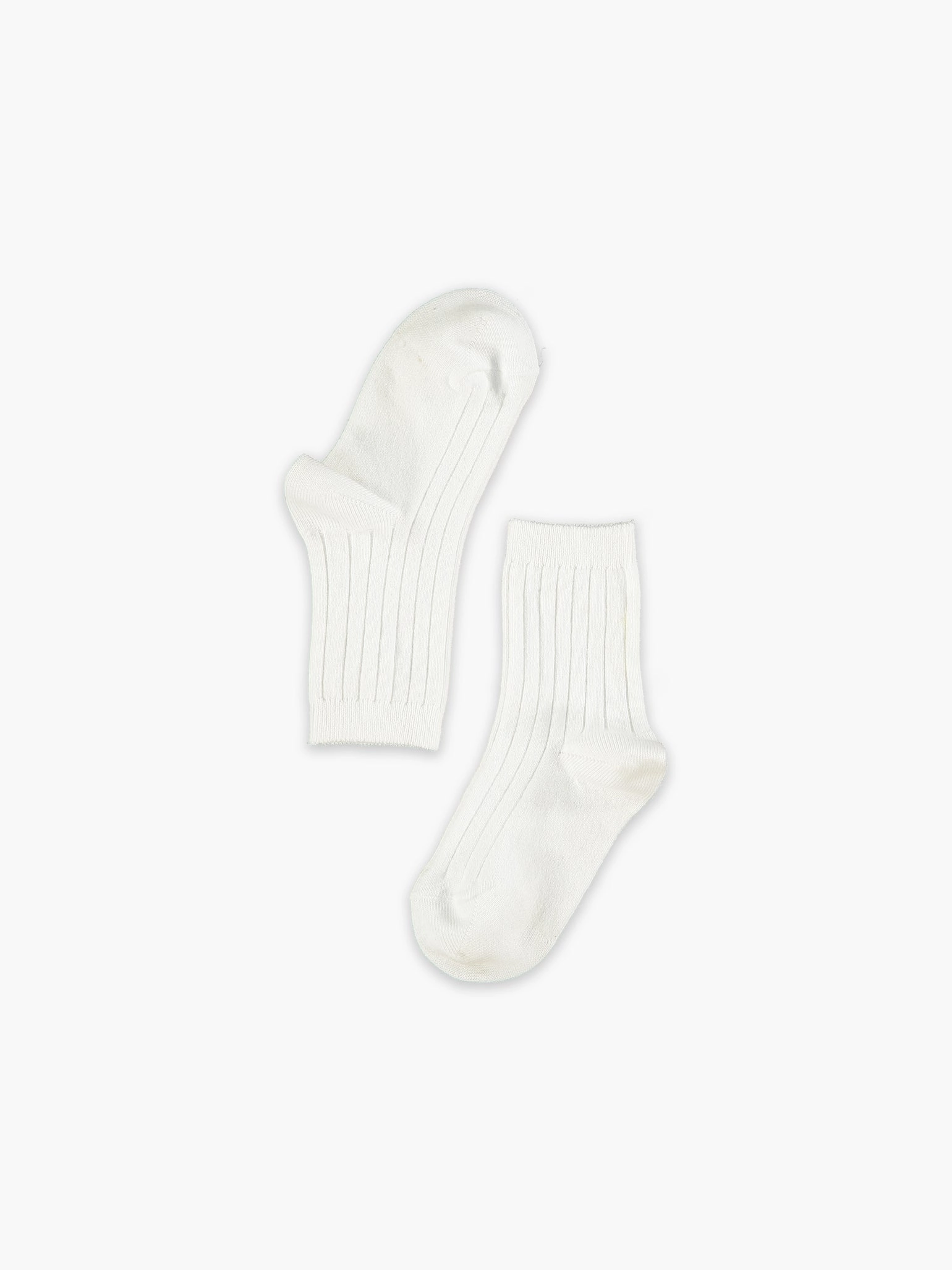 White Ribbed Short Kids Socks