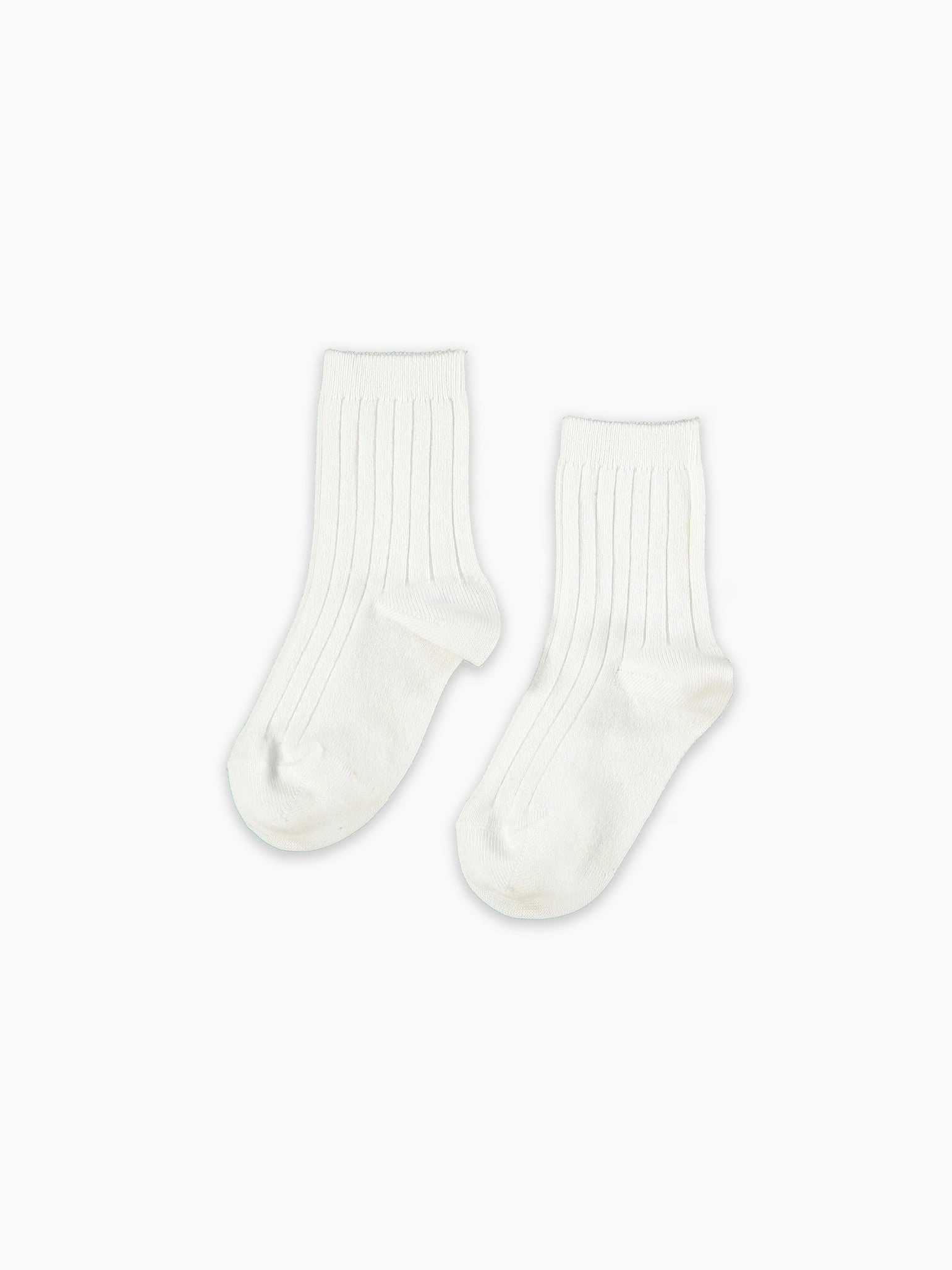 White Ribbed Short Kids Socks